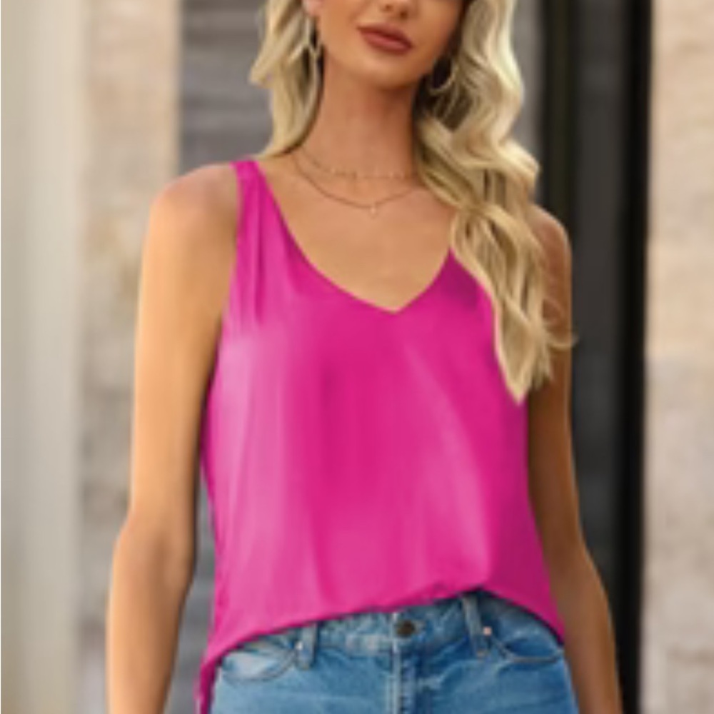 Simply styled dark pink blouse